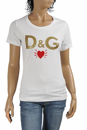 DOLCE & GABBANA womenâ??s cotton t-shirt with front print logo 2