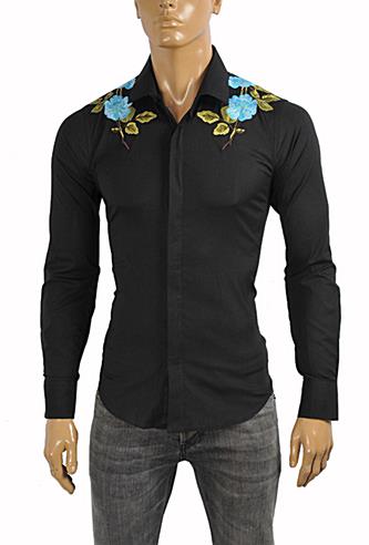 GUCCI Menâ??s Cotton Duke Embroidered Shirt with Flowers #366