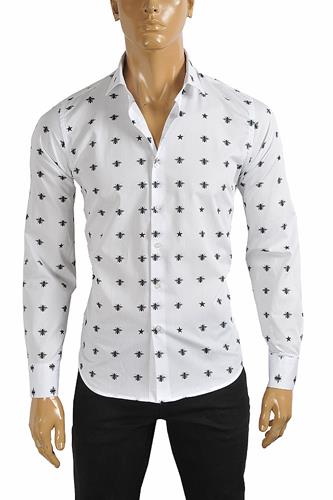 GUCCI Menâ??s Dress shirt with bee print in white color 392