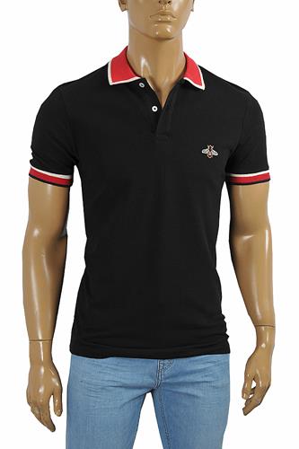GUCCI Menâ??s cotton polo with Bee embroidery appliquÃ© 389