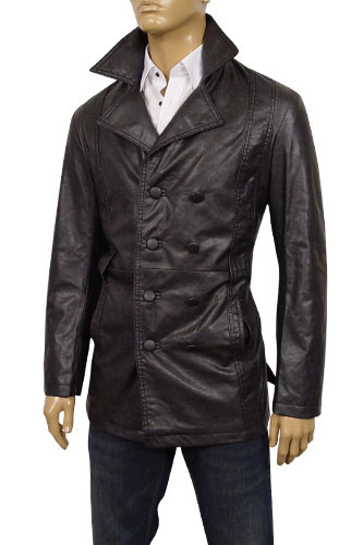 Mens Designer Clothes | EMPORIO ARMANI Mens Button Up Artificial Leather Jacket #71