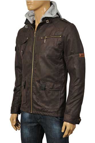 Mens Designer Clothes | EMPORIO ARMANI Artificial Leather Jacket With Removable Hood #97