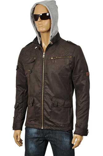 Mens Designer Clothes | EMPORIO ARMANI Artificial Leather Jacket With Removable Hood #97