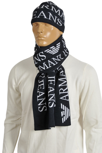 Mens Designer Clothes | ARMANI JEANS Men's Hat/Scarf Set #107