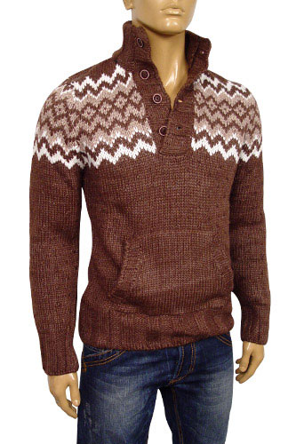 Mens Designer Clothes | EMPORIO ARMANI Mens Polo Style Warm Sweater #115