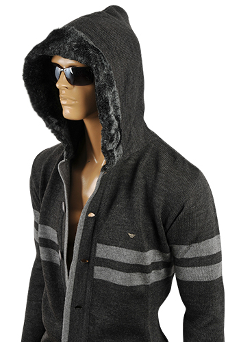 Mens Designer Clothes | ARMANI JEANS Men's Knit Hooded Sweater #159