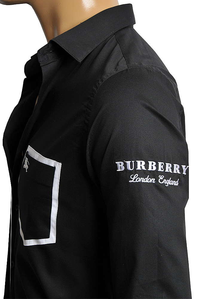 Mens Designer Clothes | BURBERRY men's cotton dress shirt with embroidery 257