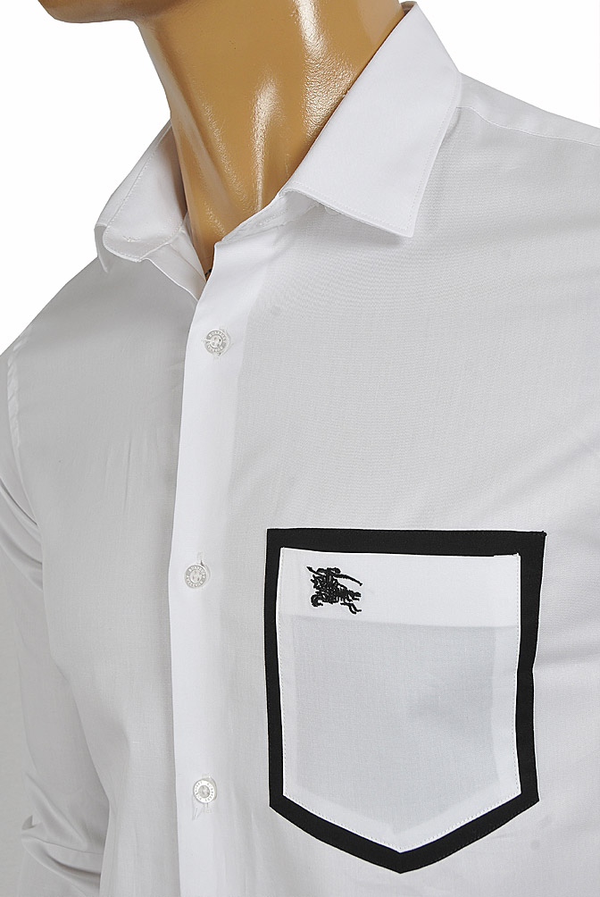 Mens Designer Clothes | BURBERRY men's cotton dress shirt with embroidery 258