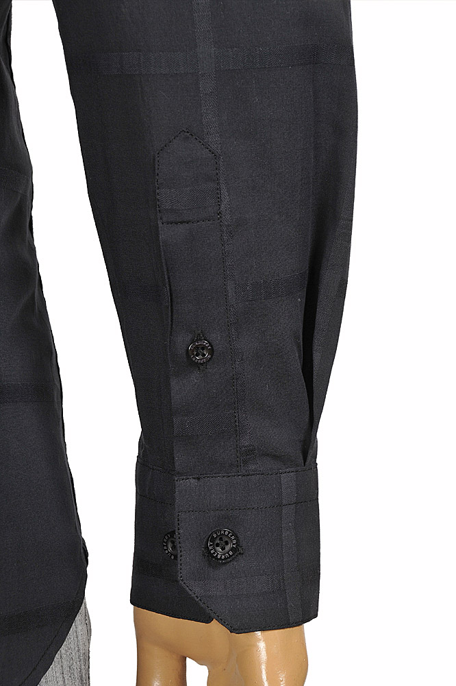 Mens Designer Clothes | BURBERRY men's cotton high quality dress shirt in black 259