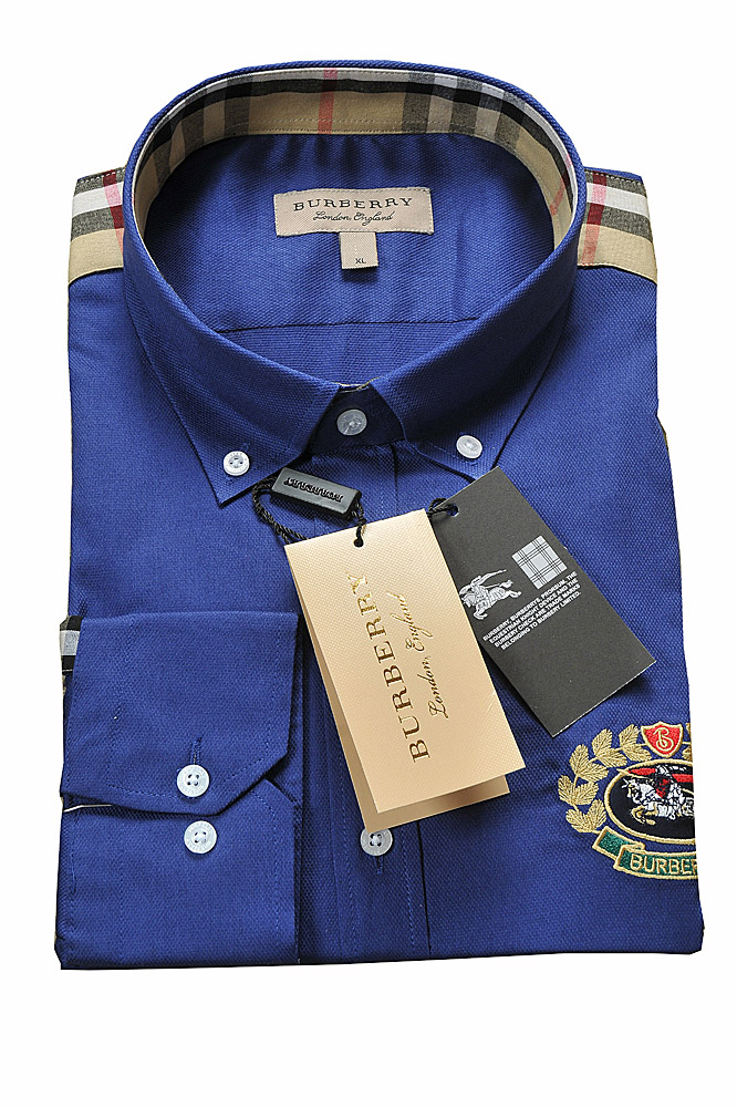 Mens Designer Clothes | BURBERRY men's cotton dress shirt with embroidery 260