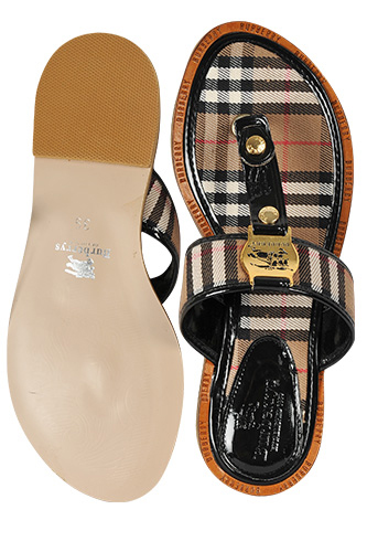 Mens Designer Clothes | BURBERRY Ladies Flip Flops Leather Sandals #272
