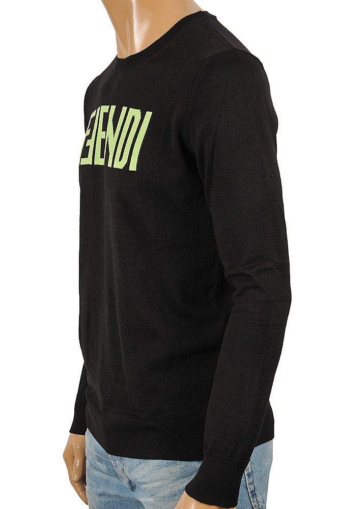 Mens Designer Clothes | FENDI men's round neck front print sweater 56