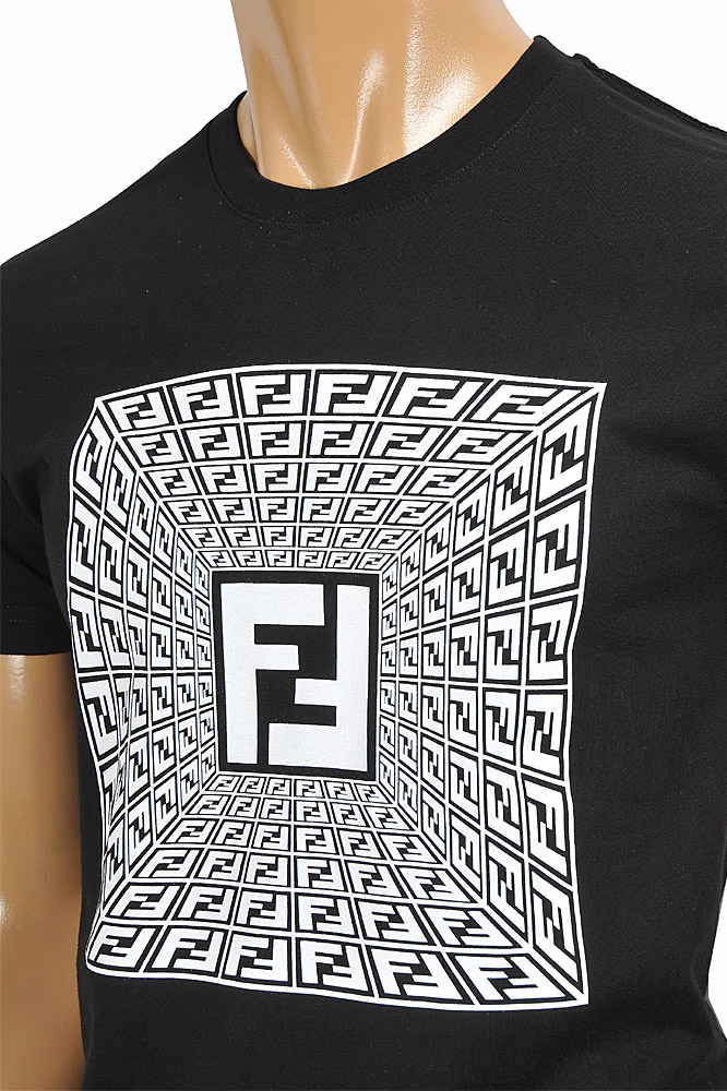 Mens Designer Clothes | FENDI men's cotton t-shirt with front FF print 43
