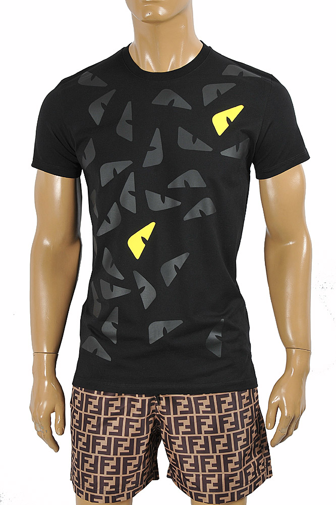 Mens Designer Clothes | FENDI men's cotton t-shirt with front print 45
