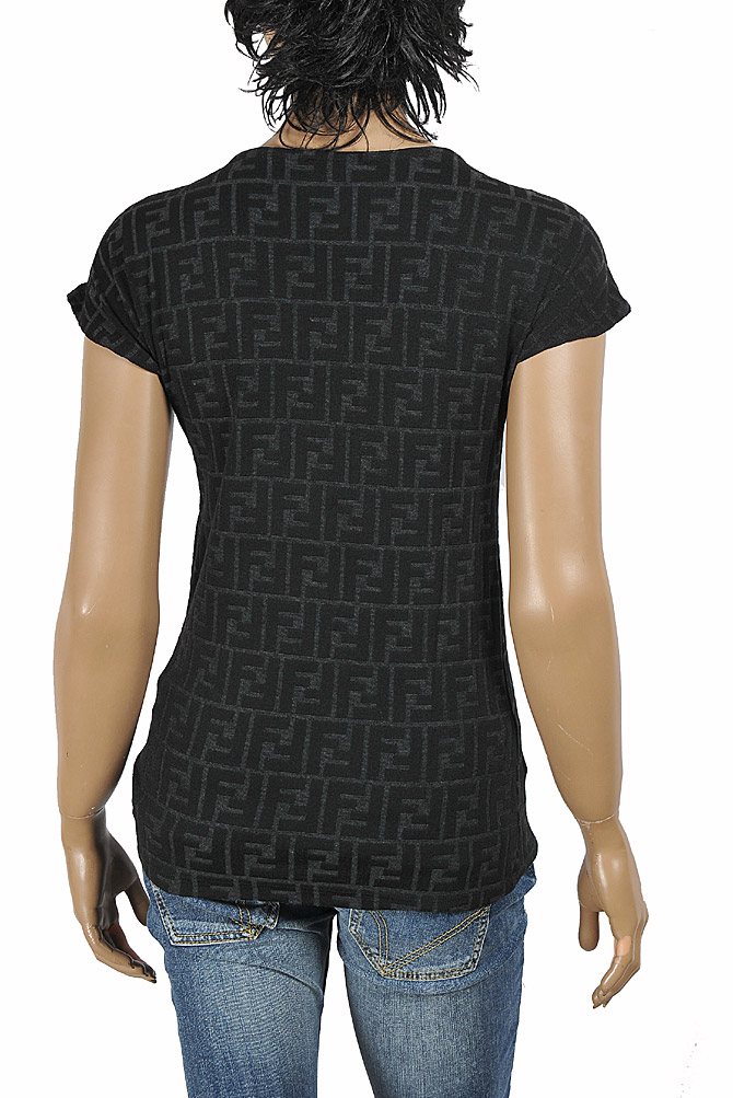 Womens Designer Clothes | FENDI open neck womenâ??s cotton top FF logo details 46