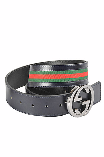 Mens Designer Clothes | GUCCI Men's Leather Belt With Red And Green Stripe 54