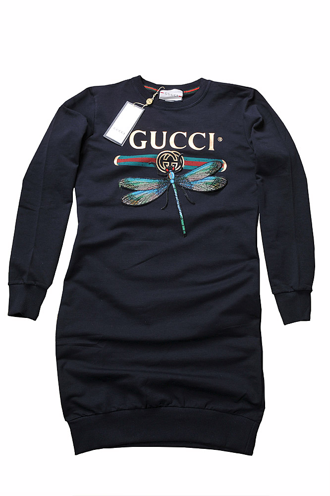 Womens Designer Clothes | GUCCI cotton long dress with front dragonfly appliquÃ© 397