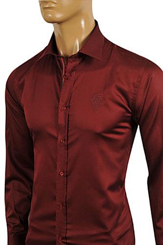 Mens Designer Clothes | GUCCI Men's Burgundy Red Dress Shirt #328