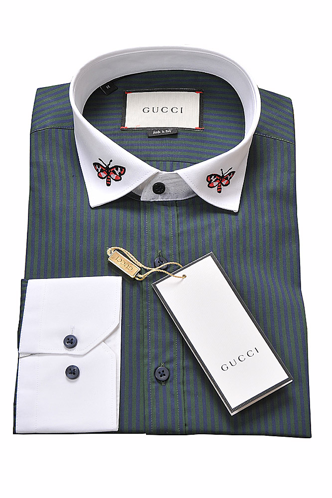 Mens Designer Clothes | GUCCI menâ??s cotton dress shirt with Bee embroidery #387