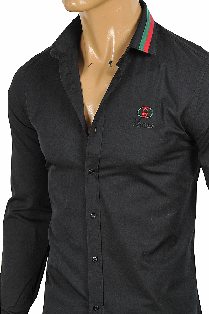 Mens Designer Clothes | GUCCI menâ??s dress shirt embroidered with logo 398