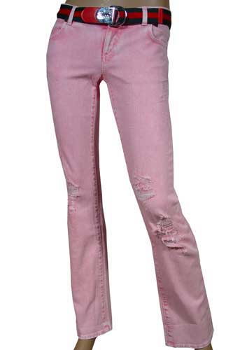 Womens Designer Clothes | GUCCI Pink Ladies Straight Leg Jeans With Belt #12