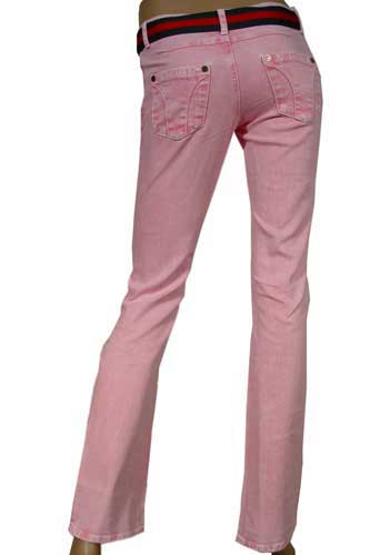 Womens Designer Clothes | GUCCI Pink Ladies Straight Leg Jeans With Belt #12