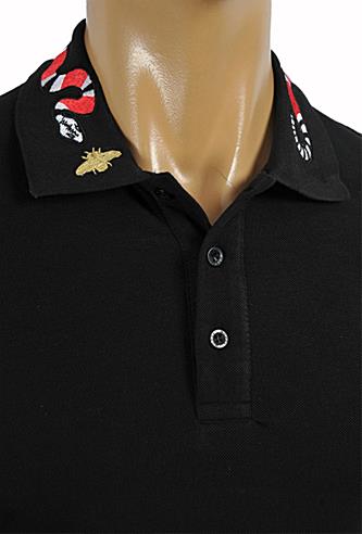 Mens Designer Clothes | GUCCI Menâ??s cotton polo with Kingsnake embroidery #377