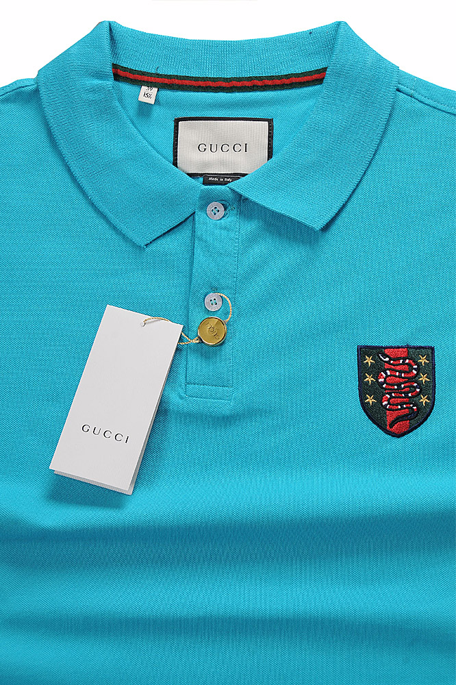 Mens Designer Clothes | GUCCI Menâ??s cotton polo with Kingsnake embroidery patch 390