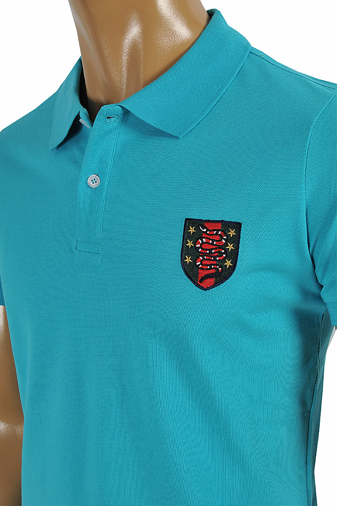Mens Designer Clothes | GUCCI Menâ??s cotton polo with Kingsnake embroidery patch 390