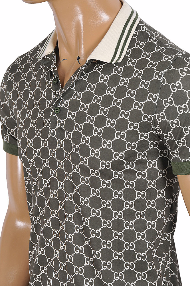 Mens Designer Clothes | GUCCI menâ??s cotton polo with signature interlocking GG logo de