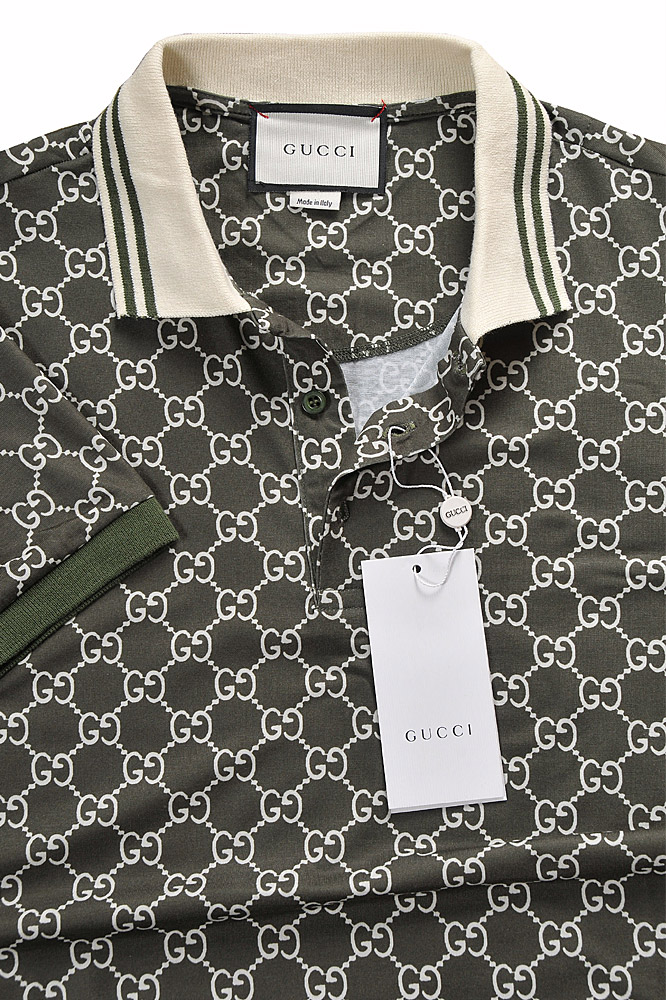 Mens Designer Clothes | GUCCI menâ??s cotton polo with signature interlocking GG logo de