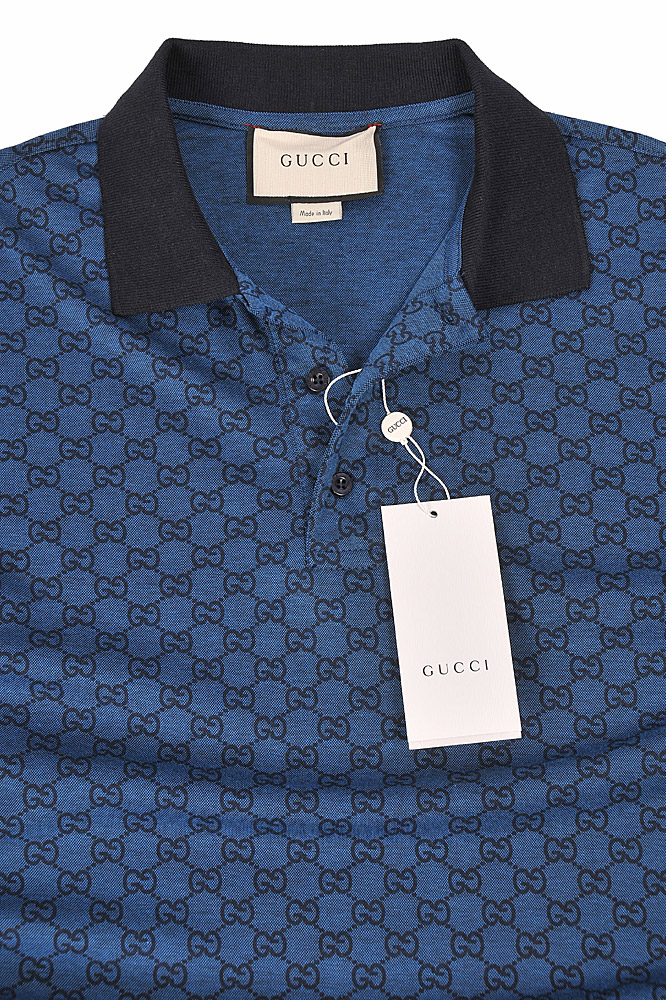 Mens Designer Clothes | GUCCI menâ??s cotton polo with signature interlocking GG logo 40