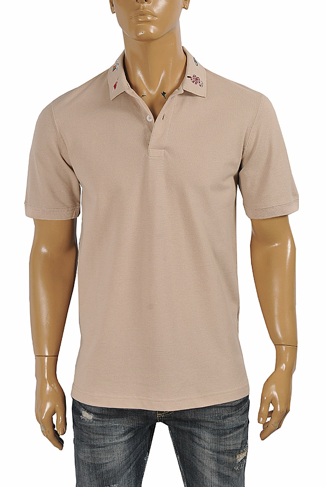 Mens Designer Clothes | GUCCI Menâ??s cotton polo with Kingsnake embroidery 405