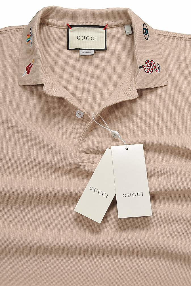 Mens Designer Clothes | GUCCI Menâ??s cotton polo with Kingsnake embroidery 405