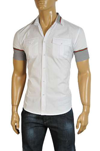Mens Designer Clothes | GUCCI Mens Short Sleeve Shirt In White #167