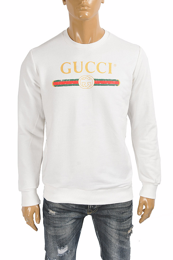 Mens Designer Clothes | GUCCI Menâ??s cotton sweatshirt with logo front print 110