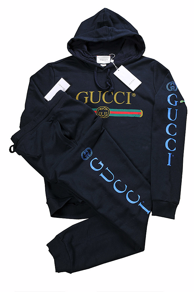 Mens Designer Clothes | GUCCI menâ??s zip up jogging suit in navy blue color 166