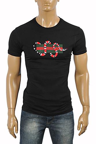 Mens Designer Clothes | GUCCI Snake embroidered cotton T-Shirt #222