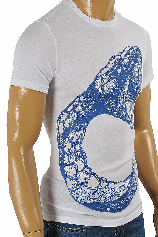 Mens Designer Clothes | GUCCI Snake print cotton T-Shirt #239
