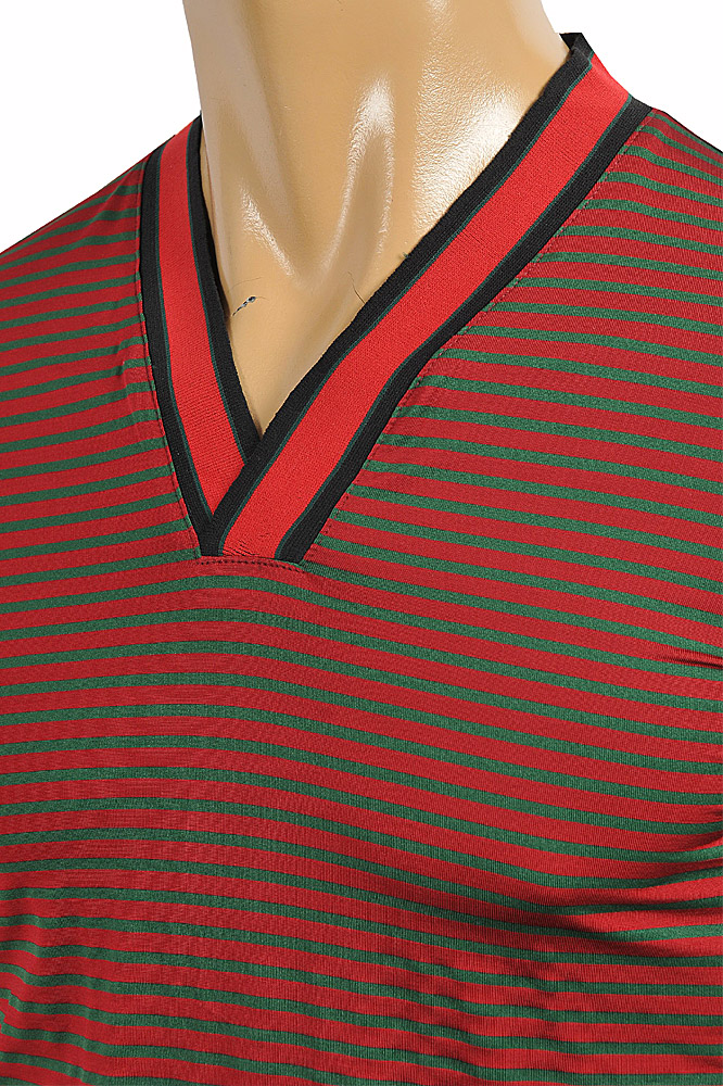 Mens Designer Clothes | GUCCI cotton V-neck T-shirt collar embroidery #250