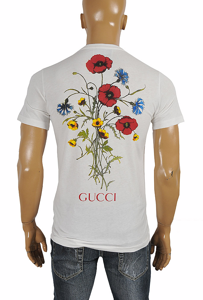 Mens Designer Clothes | GUCCI cotton T-shirt with front and back print in white 261