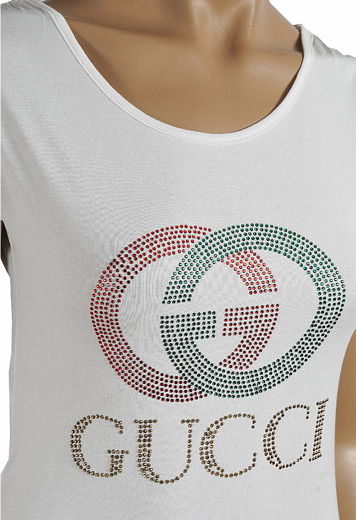 Womens Designer Clothes | GUCCI womenâ??s t-shirt with GG logo appliquÃ© 265