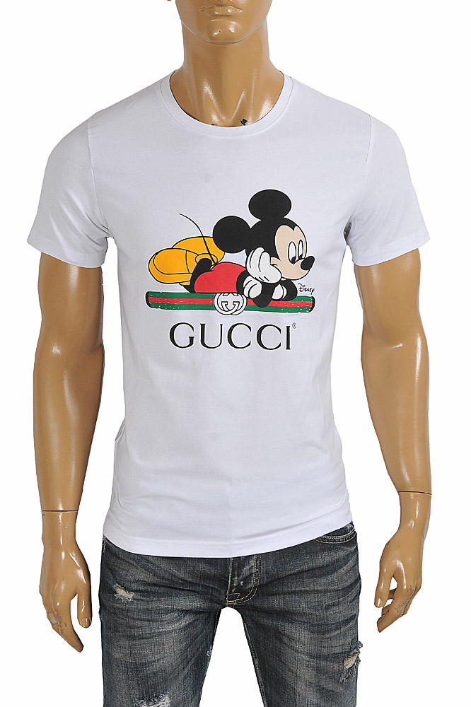 Mens Designer Clothes | DISNEY x GUCCI menâ??s T-shirt with front vintage logo 273