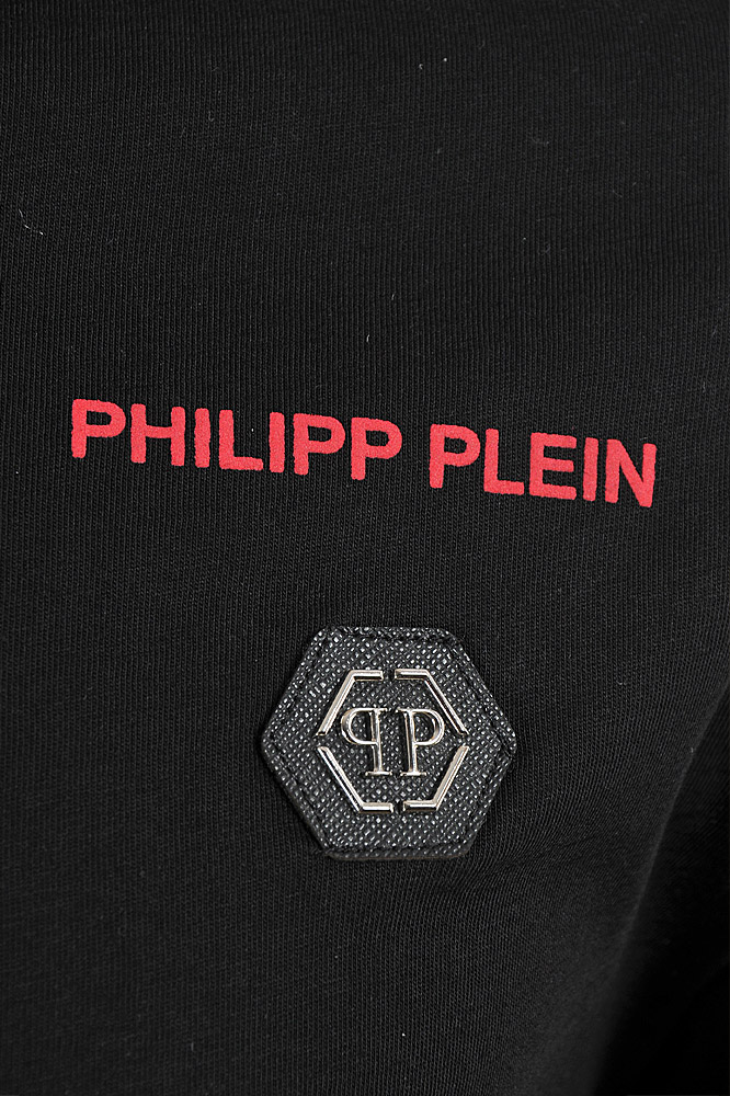 Mens Designer Clothes | PHILIPP PLEIN Cotton T-shirt In Black 6