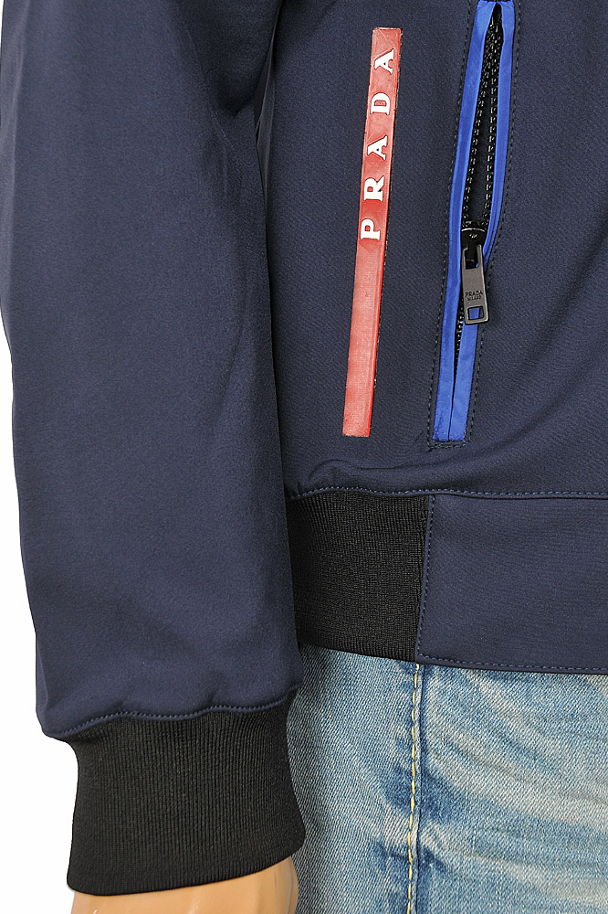 Mens Designer Clothes | PRADA men's fool-zip jacket in navy blue 41