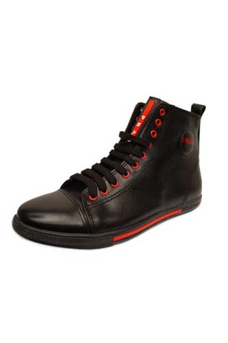 Designer Clothes Shoes | PRADA Ladies High Leather Sneaker Shoes #105