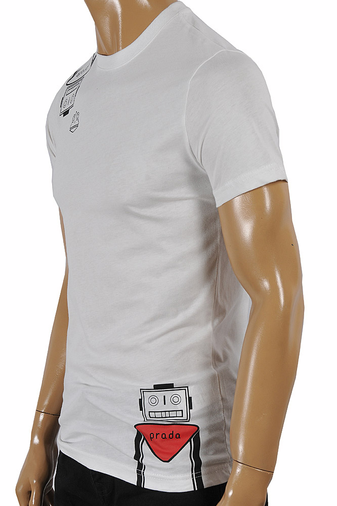 Mens Designer Clothes | PRADA Men's cotton T-shirt with print in white 107