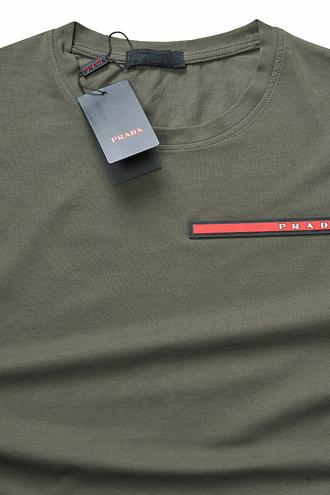 Mens Designer Clothes | PRADA Men's t-shirt with front logo appliquÃ© 114