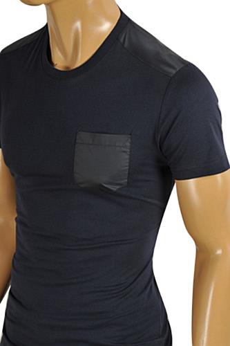 Mens Designer Clothes | PRADA Men's Short Sleeve Fitted Tee In Navy Blue #90