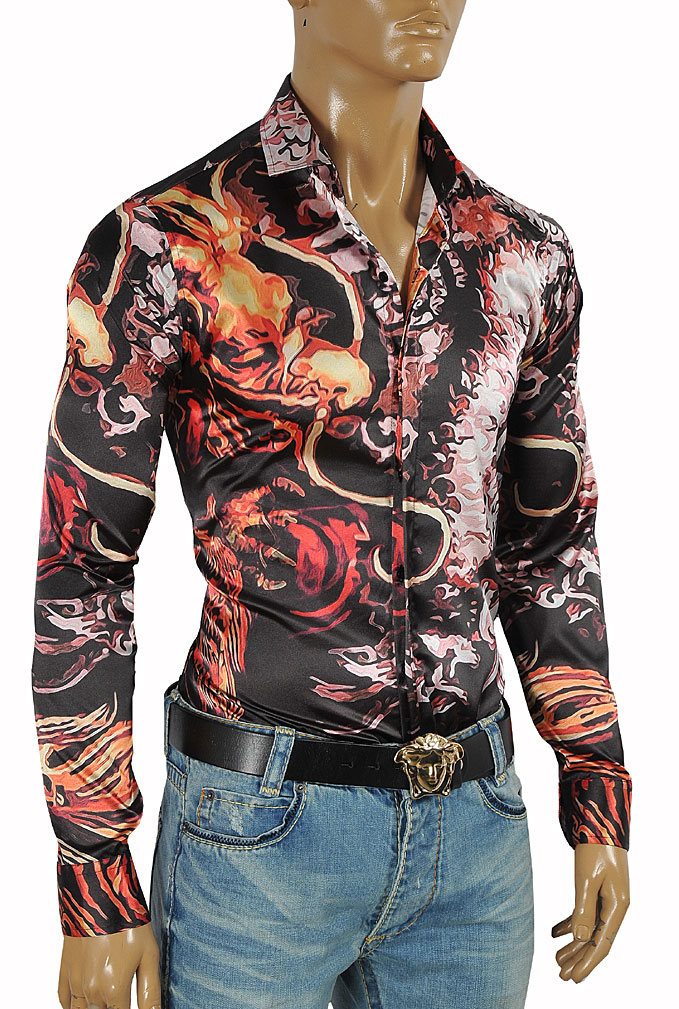 Mens Designer Clothes | VERSACE Dragon print men's dress shirt #170